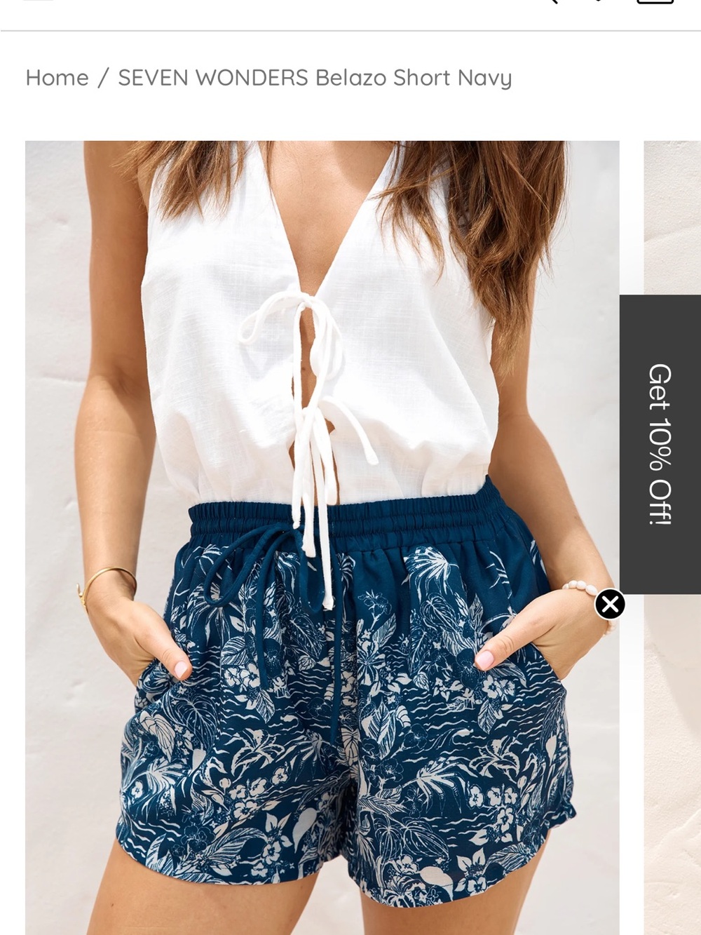 NWOT Seven Wonders Navy Floral High-Waist Drawstring Shorts
